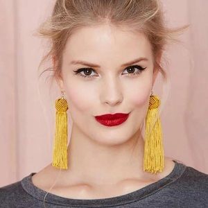 BE19 | Boho Long Yellow Dangle Tassel Earrings